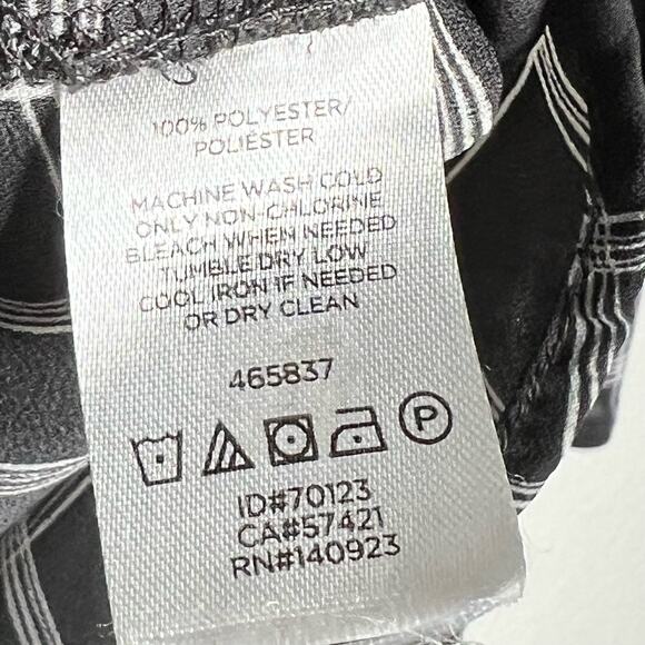 LOFT Ruffle Sleeve Blouse Button Back Windowpane Plaid Black White Size Medium - Picture 7 of 9